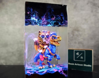 Handmade Dungeon Crawler Carl Resin Figure Night light, Dungeon Crawler Carl Gift, Princess Donut and Mongo Figure Gift, Resin Night Light