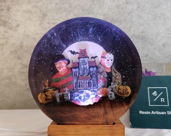 Halloween Lamp, Jason Voorhees & Freddy Krueger Halloween Gift, Christmas Gift, Halloween lamp decor resin lamp Gift for kid Friday the 13th