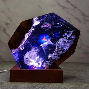 Space Galaxy Night Light, Space Ship Figure, Epoxy Night Lamp for Spacecraft, Interstellar resin lamp, Millennium Falcon Figure, Tie Fighter