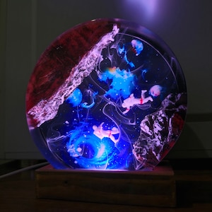Interstellar Epoxy Lamp, Personalized Epoxy Resin Lamp, Wood and Resin Night Light, Personalized Night Light, and Resin Wood Art Lamp