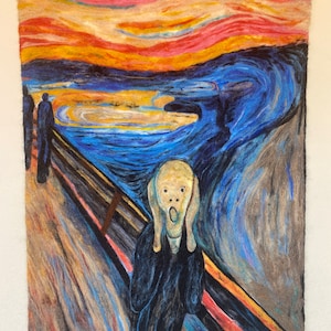The Scream, Felted Wool Painting, Felt Art Painting, Wool Painting, Needle Felted Painting, Gift for the Home