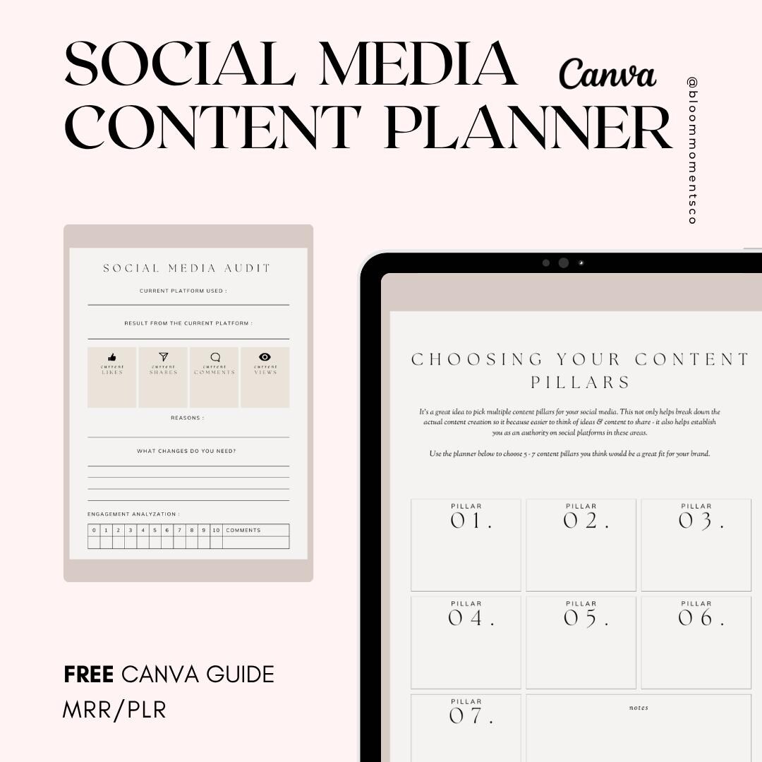 Social Media Content Planner Canva Template Instagram Content Planner ...
