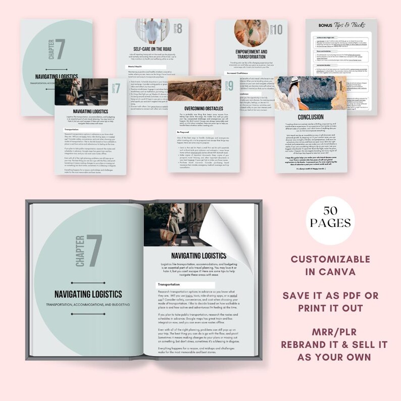 Solo Travel Guide DFY Female Solo Travel eBook MRR PLR Guide for Solo Travel Female Canva Template Travel Guide Travel Itineraries image 4