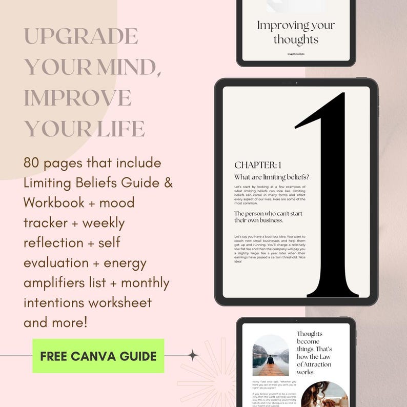 Limiting Beliefs Guide DFY Self Growth Workbook Journal Prompt Self ...