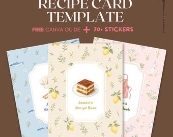 Rezeptkarten-Vorlage, Kochbuch-Canva-Vorlage, bearbeitbar und druckbar, Letter-Format (8,5 x 11 Zoll)