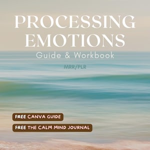 Guida all'elaborazione delle emozioni, quaderno di lavoro sulle emozioni DFY, prompt per il diario, guida alla crescita personale, guida MRR PLR, eBook sull'intelligenza emotiva, modello Canva