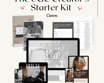Kit de inicio para creadores de UGC para principiantes Plan de creación de contenido Guía para creadores de UGC Media Kit mrr plr Plantilla Canva Lista de marcas de creadores de UGC día