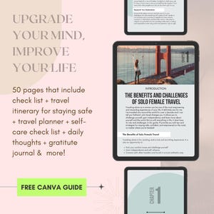 Solo Travel Guide DFY Female Solo Travel eBook MRR PLR Guide for Solo Travel Female Canva Template Travel Guide Travel Itineraries image 2