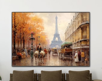 Original Paris Stadt Kunst Gemälde, Menschen, die in den geschäftigen Straßen von Paris gehen, Paris Stadt Landschaft Ölgemälde, Wohnzimmer Kunst Gemälde