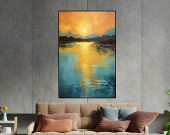 Seascape, Forest, Sunset, Nature Textured Painting, 100% Hand Painted, Wall Decor Living Room, Acrylic Abstract Oil Painting, Office Wall