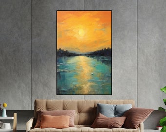 Seascape, Sunset, Nature, Forest Textured Painting, 100% Hand Painted, Wall Decor Living Room, Acrylic Abstract Oil Painting, Office Wall