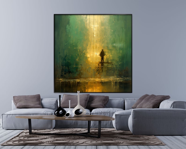 Photo inspiration: Picture Idea: Man Walking Alone Gold Green 100 Hand Painted Wall Decor