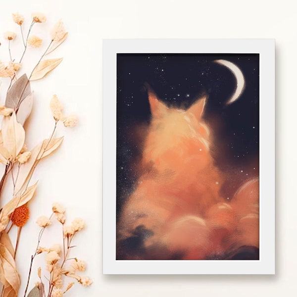 Fox Cloud | A6 Print | décoration mural | Art Print | Chambre | Bureau | Renard | Impression numérique