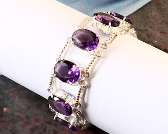 Amethyst gemstone bracelet,handmade bracelet, 925 sterling silver bracelet, gift for her, bracelet for women, anniversary gift