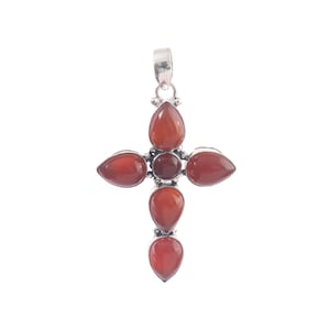 Roter Onyx Anhänger,Kreuz Anhänger,925 Sterling Silber, Geschenk für Sie und Ihn, Schmuck für Frauen