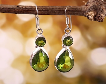 Peridot   earring  handmade earring, 925 sterling silver earring, gift for her,earring  for women, anniversary giftl