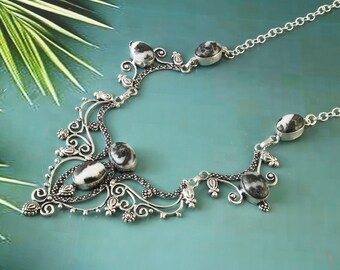 Buffalo turquoise gemstone  necklace, handmade necklace, 925 sterling silver necklace, gift for her, necklace for women, anniversary gift
