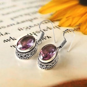 Amethyst  earrings handmade earrings, 925 sterling silver earrings, gift for her,earrings for women, anniversary giftl