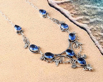 London  Topaz gemstone  necklace, handmade necklace, 925 sterling silver necklace, gift for her, necklace for women, anniversary gift