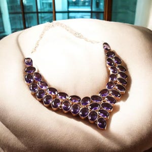 Amethyst  gemstone necklace, handmade necklace, 925 sterling silver necklace, gift for her, necklace for women, anniversary gift