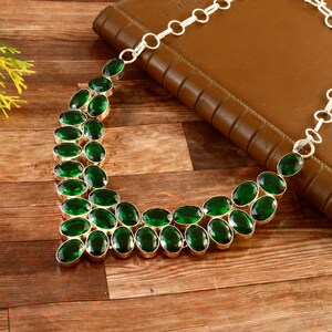 Green Tourmaline  gemstone necklace, handmade necklace, 925 sterling silver necklace, gift for her, necklace for women, anniversary gift