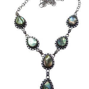 Abalone  Shell gemstone necklace, handmade necklace, 925 sterling silver necklace, gift for her, necklace for women, anniversary gift
