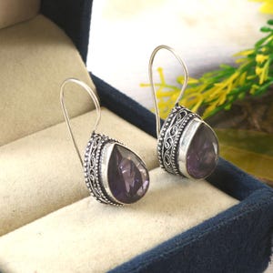 Amethyst earrings handmade earrings, 925 sterling silver earrings, gift for her,earrings for women, anniversary giftl
