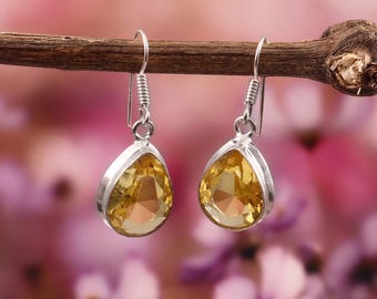 Citrin Ohrring handgemachte Ohrring, 925 Sterling Silber Ohrring, Geschenk für sie, Ohrringe für Frauen, Geburtstag Geschenk