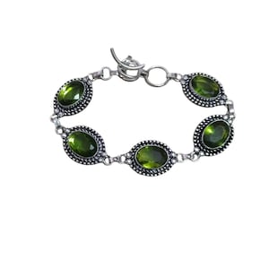 Peridot  gemstone bracelet,handmade bracelet, 925 sterling silver bracelet, gift for her, bracelet for women, anniversary gift