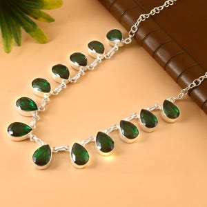 Chrome diopside Green Gemstone necklace handmade necklace, 925 sterling silver necklace, gift for her, necklace for women anniversary gift..