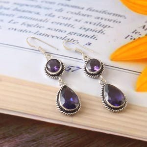 Amethyst  earrings handmade earrings, 925 sterling silver earrings, gift for her,earrings for women, anniversary giftl