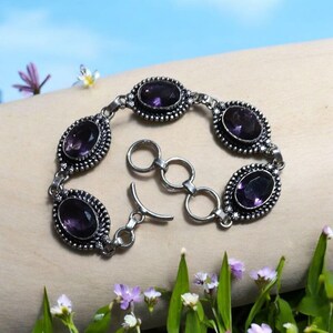 Amethyst  gemstone bracelet,handmade bracelet, 925 sterling silver bracelet, gift for her, bracelet for women, anniversary gift