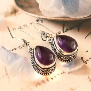 Amethyst earrings handmade earrings, 925 sterling silver earrings, gift for her,earrings for women, anniversary giftl