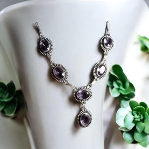 Amethyst  gemstone  necklace, handmade necklace, 925 sterling silver necklace, gift for her, necklace for women, anniversary gift