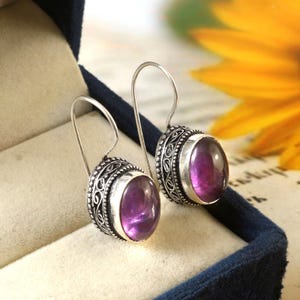 Amethyst  earrings handmade earrings, 925 sterling silver earrings, gift for her,earrings for women, anniversary giftl