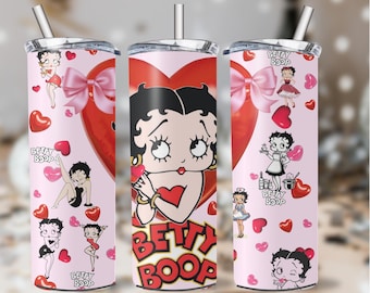 Betty Boop Valentines Tumbler Sublimation Design: Coquette Bows (Digital Download)