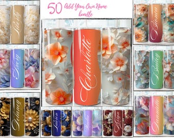 Floral Tumbler Sublimation Design: 50+ Editable Templates (PNG File)