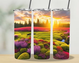 Sea Moss Landscape Tumbler Wrap: Colorful 20oz Skinny Sublimation Design (Digital Download)