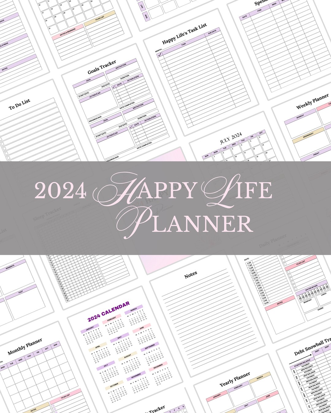 The Happy Life Planner Printable Google Sheets PDF Home Management All in One Bundle 2024