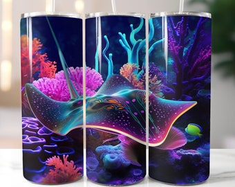 Colorful Stingray Tumbler Sublimation Design: 20 oz Skinny, Straight & Tapered (Digital Download)