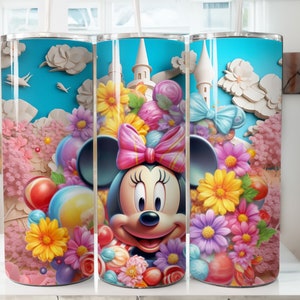 Kubek 3D Minnie Cartoon Skinny, 20oz Sublimacja Projekt PNG - Postać Myszki, Kubek Prosty i Stożkowy, Natychmiastowe Pobranie