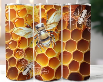 3D Bee Honeycomb Tumbler Wrap: Sublimation Design (Digital Download)