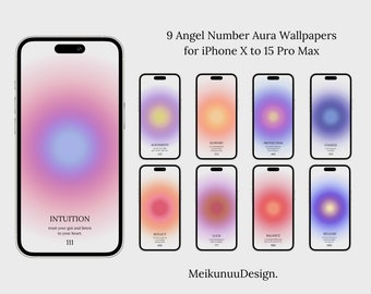 Number Aura Wallpapers: 9 ästhetische iPhone-Hintergründe mit spiritueller Bedeutung (iPhone X bis 15 Pro Max), sofortiger digitaler Download