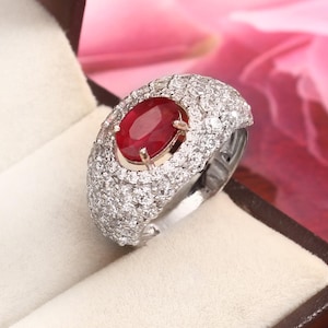 Handgemachter Ottoman Rubin Ring: 925 Sterling Silber Vintage Design