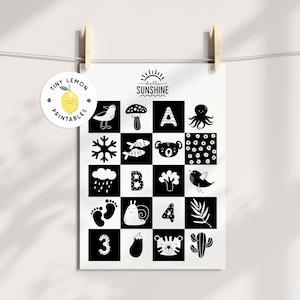 Sensorisches Baby Poster. Montessori Kleinkind. Kontrastreiche Stimulation. Schwarz-weißes Kinderzimmer Wanddeko. DIGITALER DOWNLOAD. Formen für Babys.