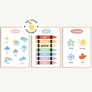 Set of 10, Pastel Educational Wall Art. Kids Alphabet Printable. Boho ...