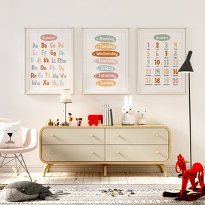 Set of 10, Pastel Educational Wall Art. Kids Alphabet Printable. Boho ...