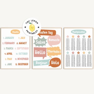 Set of 10, Pastel Educational Wall Art. Kids Alphabet Printable. Boho ...