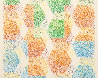 Dominik Rehban, Hexágonos multicolores, Serigrafía firmada