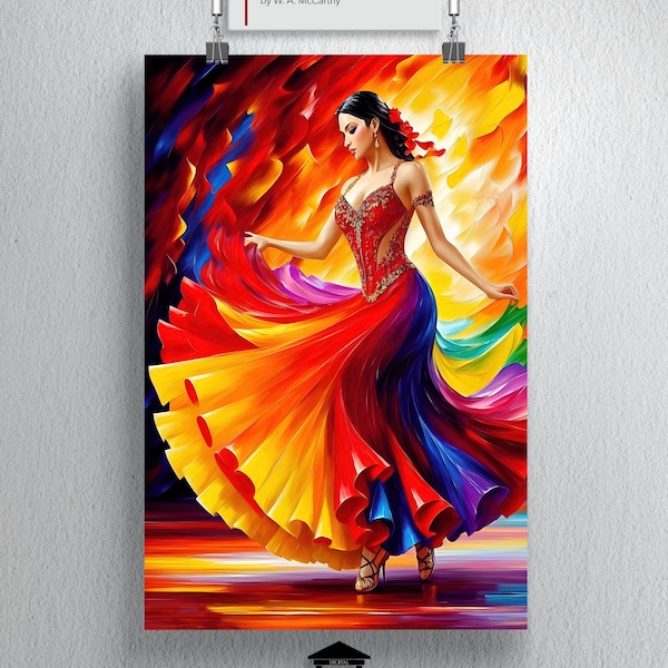 Flamenco Dancer Art, Spanish Dancer Print, Flamenco Wall Print, Woman Dancer, Dance Poster, Dance Decor, Gift, Flamenco Dancing, Imprimable